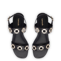 Milan Flat Sandal In Black Leather