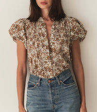 MILLIE TOP -- BLANC NARCISSUS FLORAL