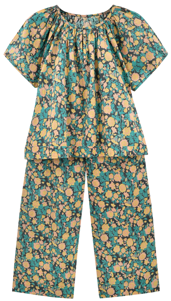 Pajama Pant Set in Onyx Bloom