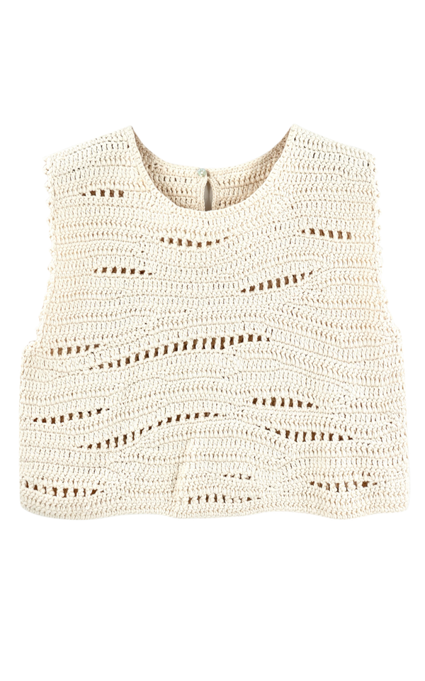 Marin Hand Macrame Top in Bone