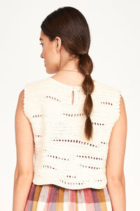 Marin Hand Macrame Top in Bone