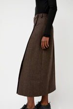 Mijeong Park Wool Blend Maxi Wrap Skirt in Brown