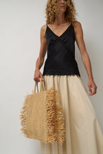 Modern Weaving Straight Fringe Square Bag in Natural