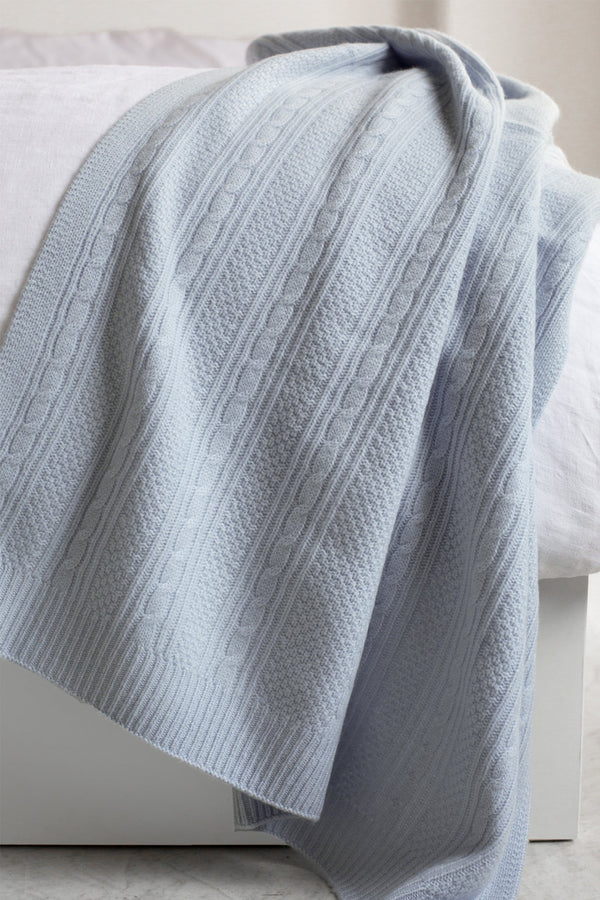 CABLE CASHMERE THROW BLANKET