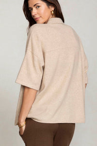 RUE BUTTON-UP CASHMERE TOP