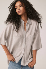 RUE BUTTON-UP CASHMERE TOP