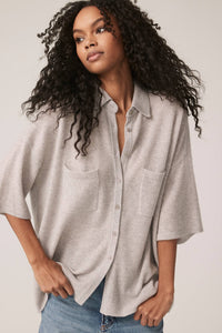 RUE BUTTON-UP CASHMERE TOP