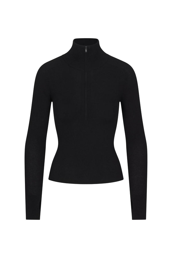 JULIETTE FITTED CASHMERE QUARTER-ZIP