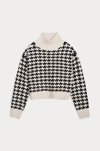 IRIS HOUNDSTOOTH CASHMERE TURTLENECK SWEATER