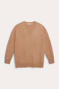 GLADYS BRUSHED CASHMERE V-NECK SWEATER