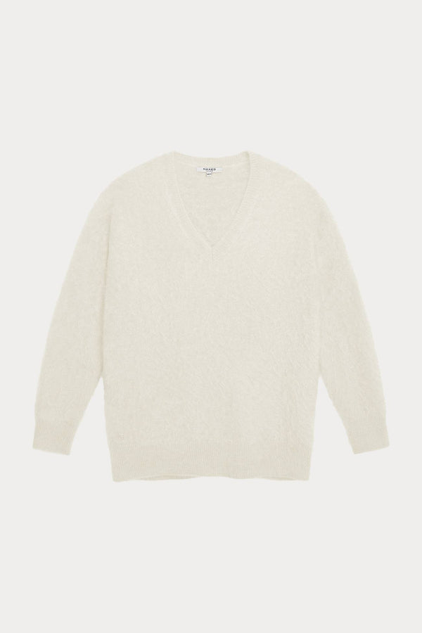 GLADYS BRUSHED CASHMERE V-NECK SWEATER