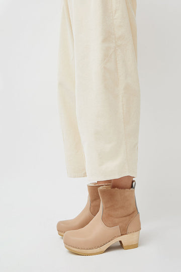 No.6 5" Pull on Shearling Clog Boot on Mid Heel in Fawn