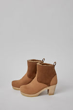 No.6 5" Pull on Shearling Clog Boot on High Heel in Copper