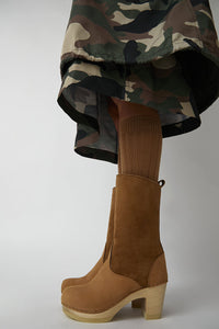 No.6 9" Pull On Shearling Clog Boot on High Heel in Copper