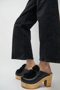 No.6 Billie Fur Clog on Platform in Black