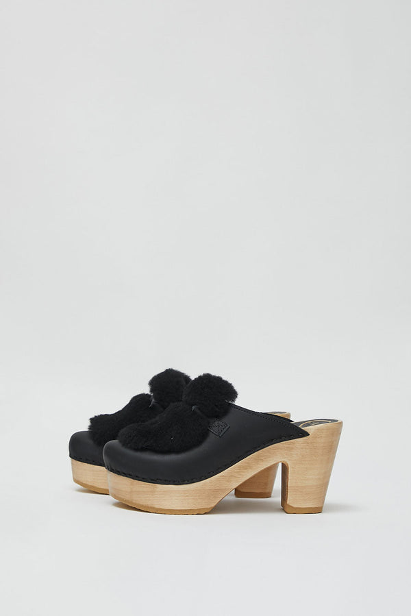 No.6 Billie Fur Clog on Platform in Black