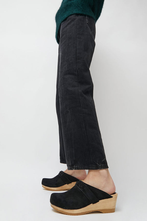 No.6 Bridget Clog on Mid Wedge in Black Suede