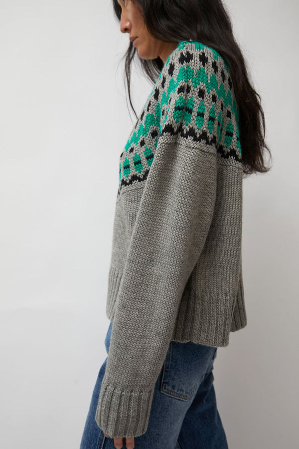 No.6 Cardiff Sweater in Grey and Green