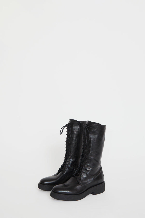 No.6 Lace Up Crepe Sole Boot in Nero