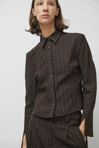 No.6 Linn Shirt in Brown Stripe