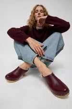 No.6 Old School Studded Clog on High Heel in Maroon