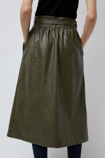 No.6 Parson Skirt in Olive Faux Leather