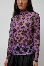 No.6 Rosa Turtleneck in Purple and Black Vineyard Lace