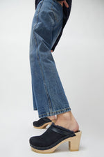 No.6 Dakota Shearling Clog on High Heel in Navy Suede and Night