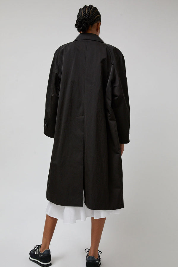 Nothing Written Nylon Volume Balmacaan Trench in Black