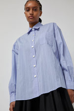 Nothing Written Timon Striped Cotton Shirt in Blue Stripe