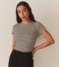 PAULINE TEE -- BLACK VENETIA STRIPE