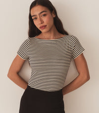 PAULINE TEE -- BLACK VENETIA STRIPE