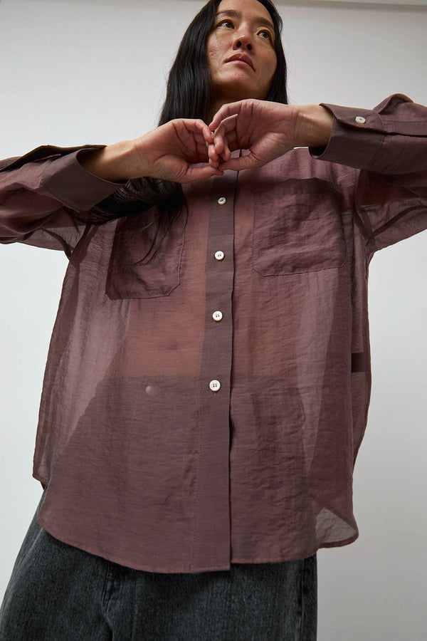 No.6 Lake Shirt in Plum Organza