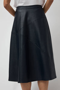 No.6 Lucy Patchwork Skirt in Navy Faux Leather