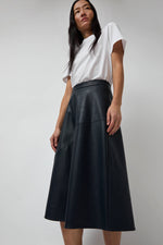 No.6 Lucy Patchwork Skirt in Navy Faux Leather