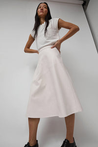 No.6 Lucy Patchwork Skirt in White Faux Leather