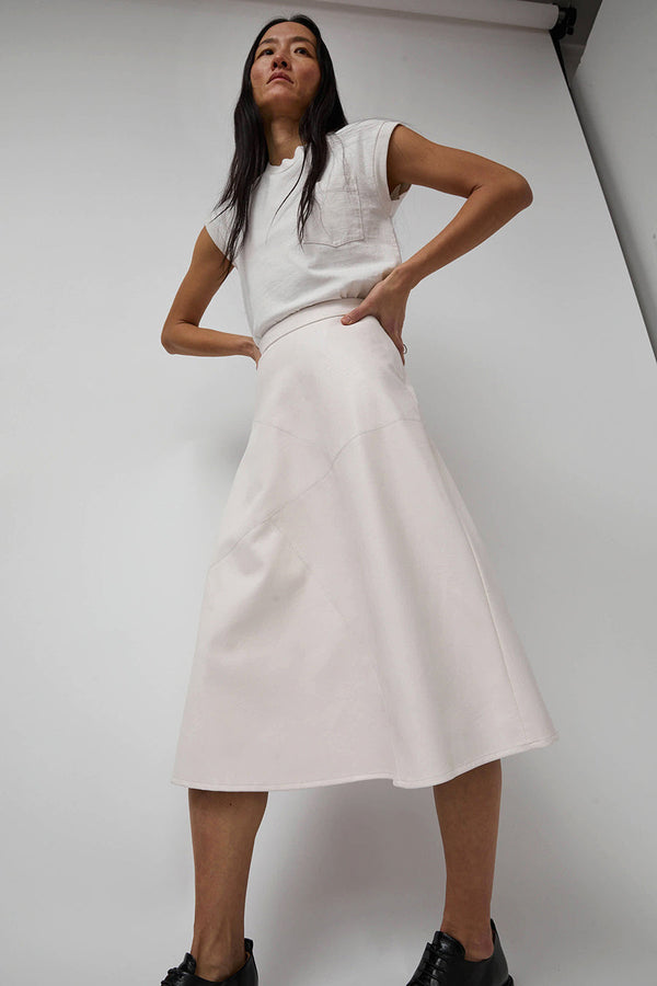 No.6 Lucy Patchwork Skirt in White Faux Leather