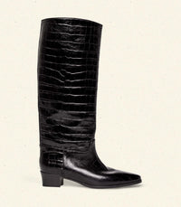 RIVIERA BOOT -- BLACK FAUX CROC