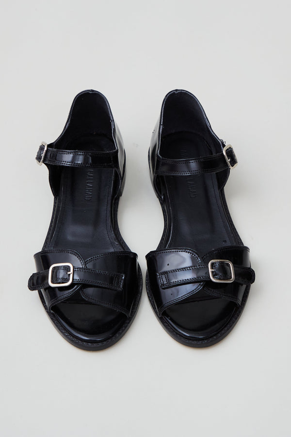 REMY SANDAL | BLACK POLISHED LEATHER