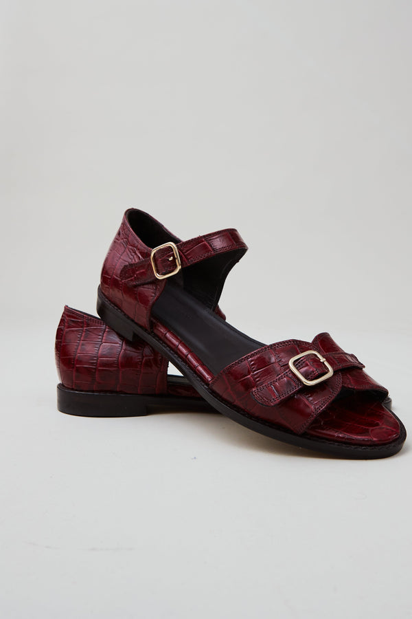 REMY SANDAL | BORDEAUX EMBOSSED LEATHER