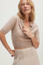 MAISIE BRUSHED CASHMERE COLLARED SWEATER