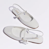 Georgina Ballet Flat In White Patent Leather