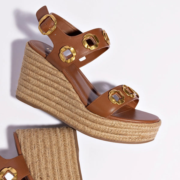 Milan Espadrille In Caramel Leather