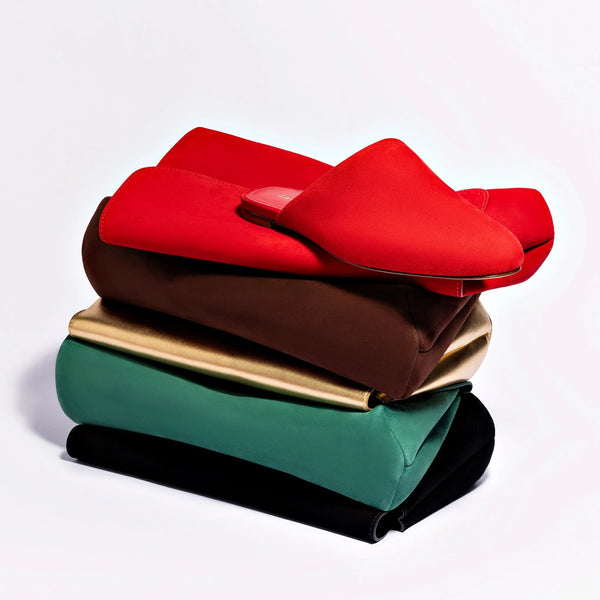 Venice Flat Mule and Pouch Kit In Scarlet Suede