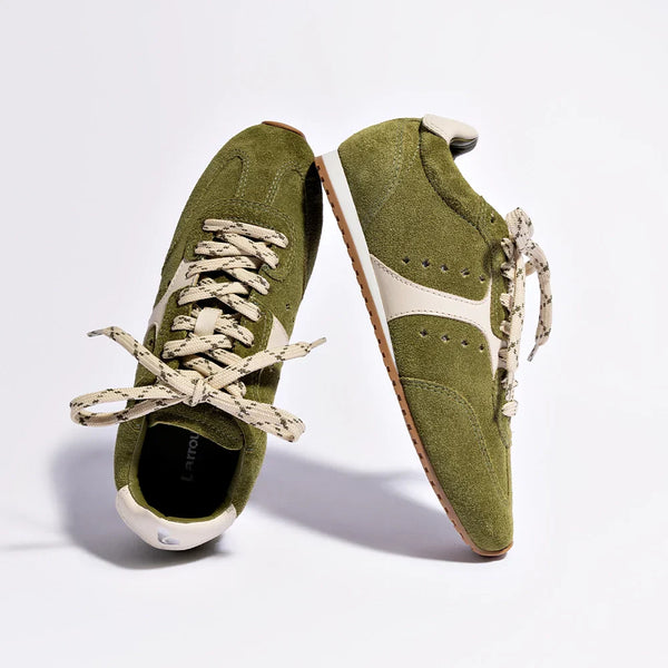 Stella Sneaker In Seaweed Suede and Ivory Leather