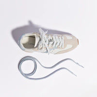 Stella Sneaker In Grey Suede, White Leather and Silver Metallic Leather