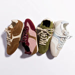 Stella Sneaker In Tulip, Russet and Wine Suede and Silver Metallic Leather