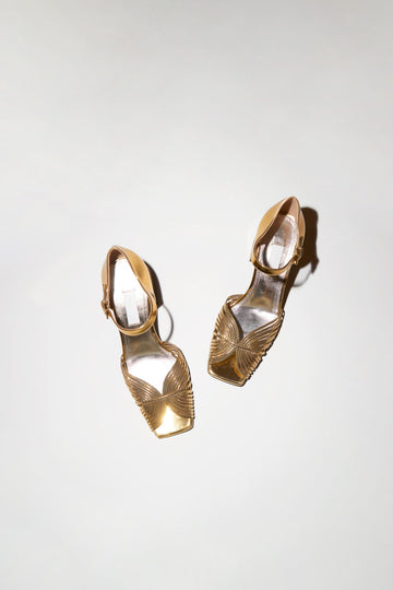 Suzanne Rae High 70’s Sandal in Gold