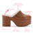 Miso Platform Clog In Caramel Leather and Natural Shearling