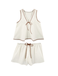 Pajama Tap Short & Camisole Set in White